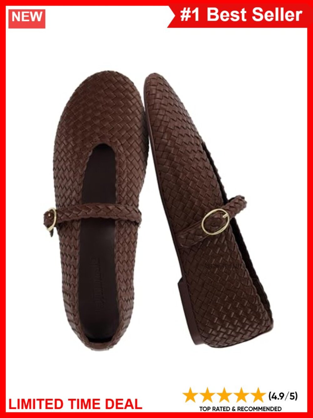 Woven Mary Jane Flats with Memory Foam Strap Footbed